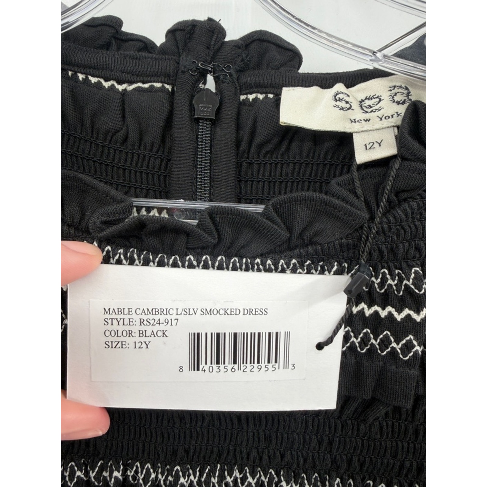 Sea New York Girls Mable Cambric Ls Smocked Dress - Black - 12y - New With Tags — image 3 of 8